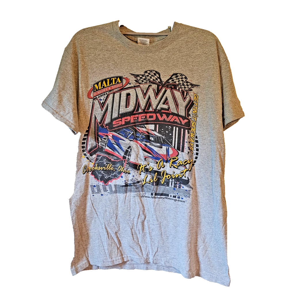 Midway Speedway Racing Shirt Mens M Crooksville OH Dirt Track Graphic Tee